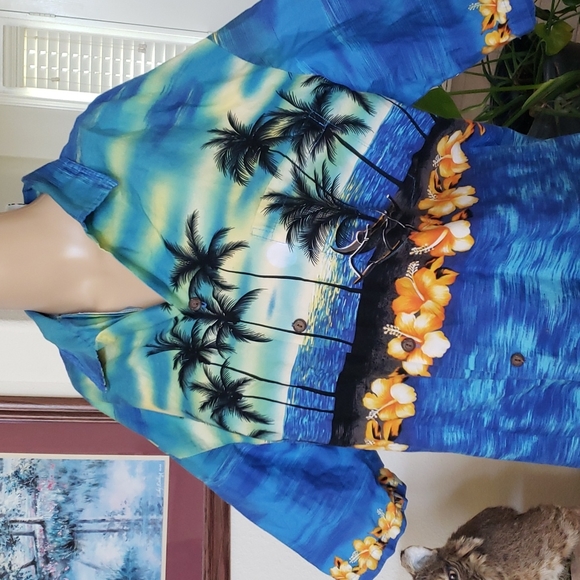Hawaiin Togs xl unisex Beach scape print button down half sleeve - Picture 2 of 9